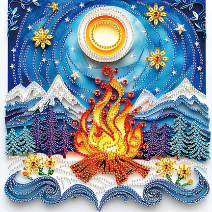 Quilling Paper Painting Winter Flame - Special Shaped Drill Diamond Painting 30*30CM