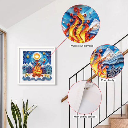 Quilling Paper Painting Winter Flame - Special Shaped Drill Diamond Painting 30*30CM