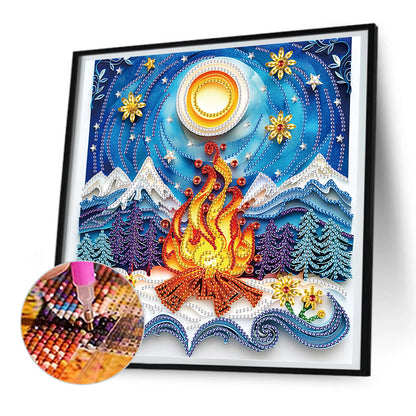 Quilling Paper Painting Winter Flame - Special Shaped Drill Diamond Painting 30*30CM