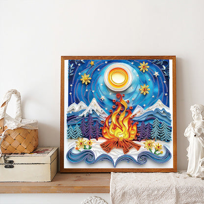 Quilling Paper Painting Winter Flame - Special Shaped Drill Diamond Painting 30*30CM