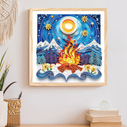 Quilling Paper Painting Winter Flame - Special Shaped Drill Diamond Painting 30*30CM