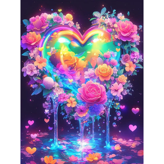 Colorful Hearts And Flowers - Full Round Drill Diamond Painting 30*40CM