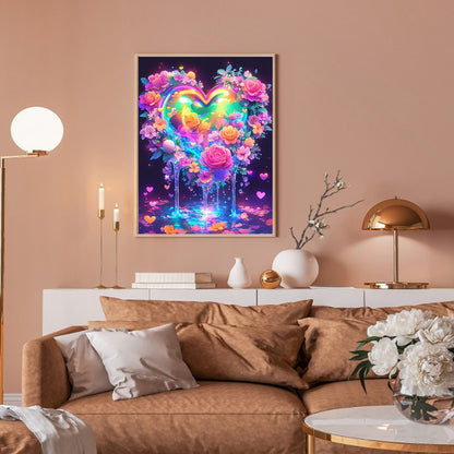 Colorful Hearts And Flowers - Full Round Drill Diamond Painting 30*40CM