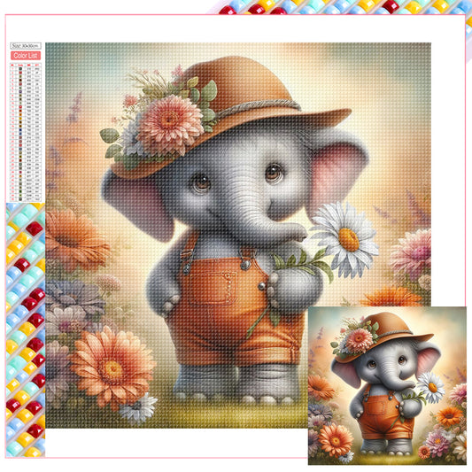 Elephant'S Garden - Full Square Drill Diamond Painting 30*30CM