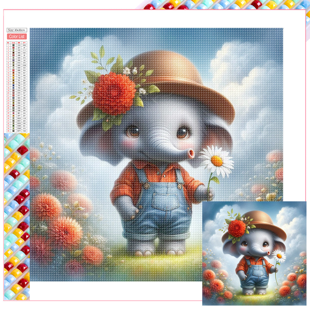 Elephant'S Garden - Full Square Drill Diamond Painting 30*30CM