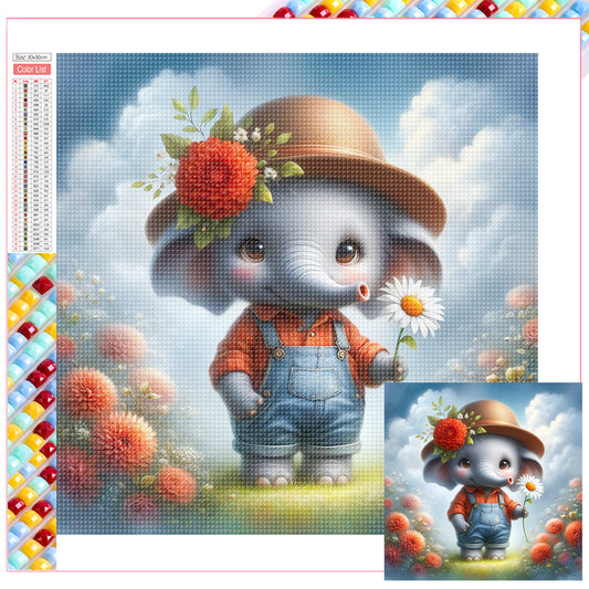 Elephant'S Garden - Full Square Drill Diamond Painting 30*30CM
