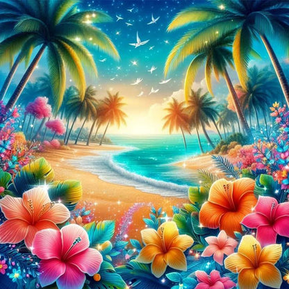 Colorful Beach - Full Round Drill Diamond Painting 30*30CM