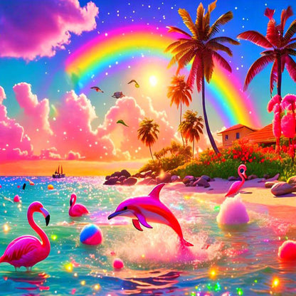 Colorful Beach - Full Round Drill Diamond Painting 30*30CM