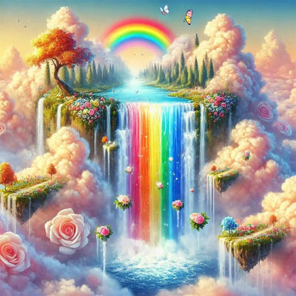 Waterfall Scenery - Full Round Drill Diamond Painting 30*30CM