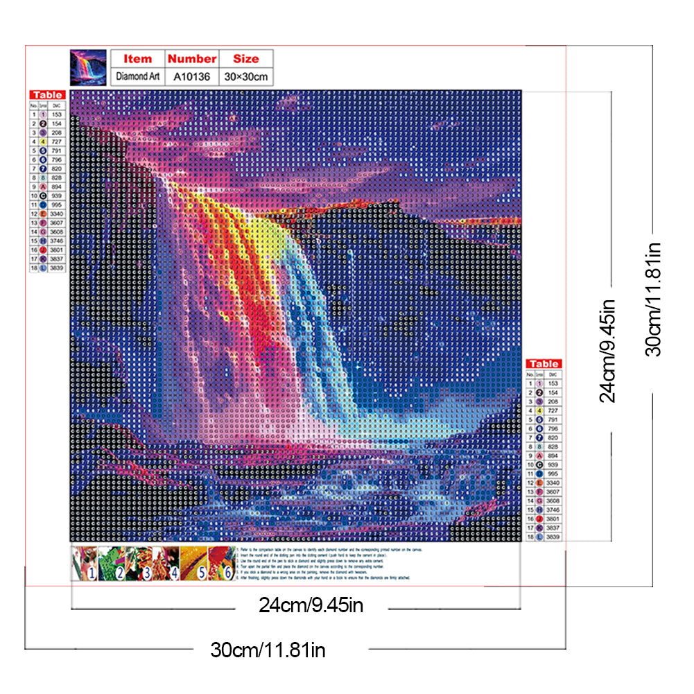 Waterfall Scenery - Full Round Drill Diamond Painting 30*30CM