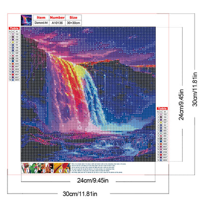 Waterfall Scenery - Full Round Drill Diamond Painting 30*30CM
