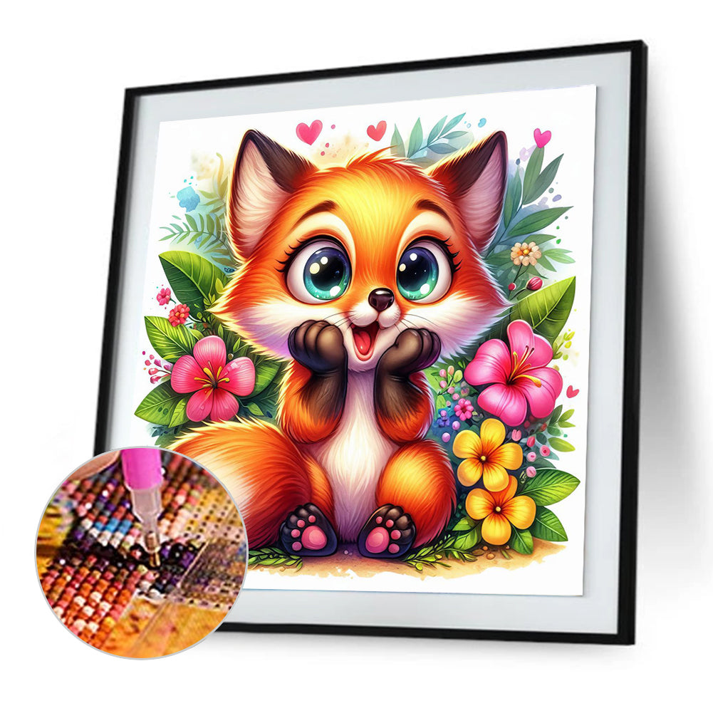 Big Eye Fox - Full Round Drill Diamond Painting 30*30CM
