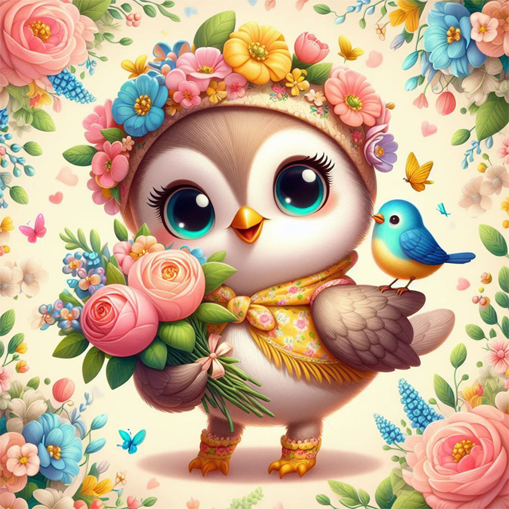 Big Eye Owl - Full Round Drill Diamond Painting 30*30CM