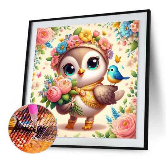 Big Eye Owl - Full Round Drill Diamond Painting 30*30CM