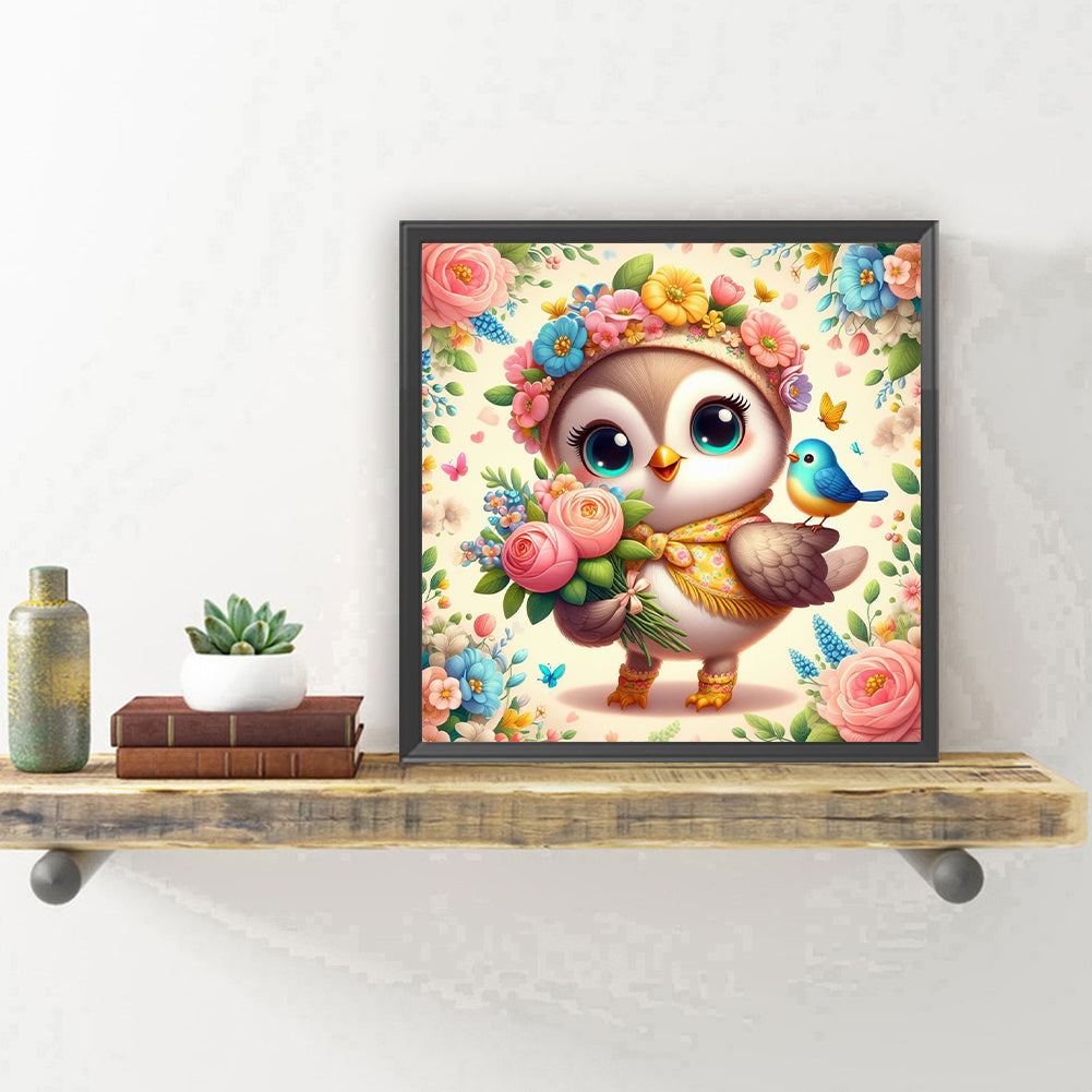Big Eye Owl - Full Round Drill Diamond Painting 30*30CM