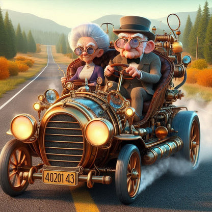Outing Grandpa And Grandma - Full Round Drill Diamond Painting 40*40CM