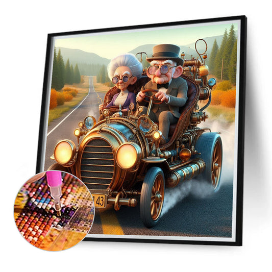 Outing Grandpa And Grandma - Full Round Drill Diamond Painting 40*40CM
