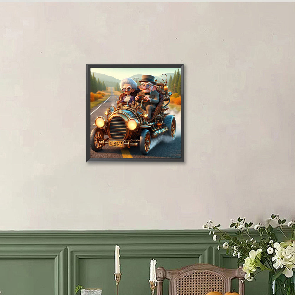Outing Grandpa And Grandma - Full Round Drill Diamond Painting 40*40CM