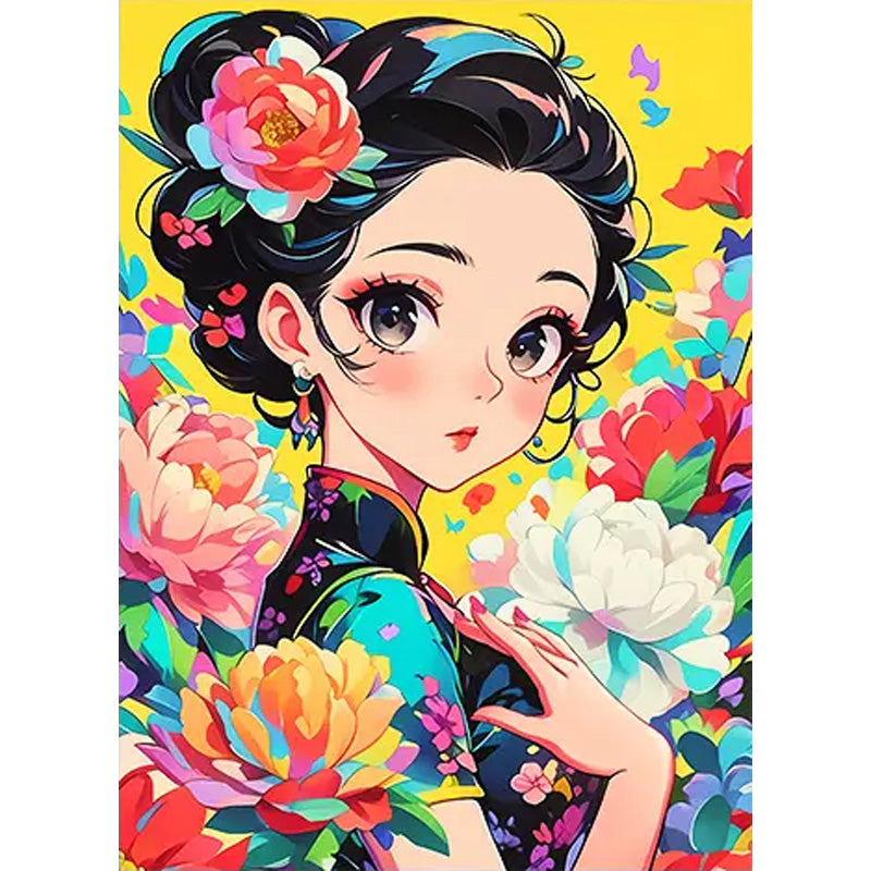 Illustrated Girl - Full AB Square Drill Diamond Painting 40*55CM