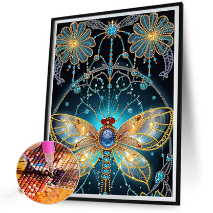 Dream Butterfly Flower - Special Shaped Drill Diamond Painting 30*40CM