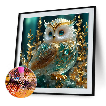 Emerald Owl - Full Round Drill Diamond Painting 30*30CM