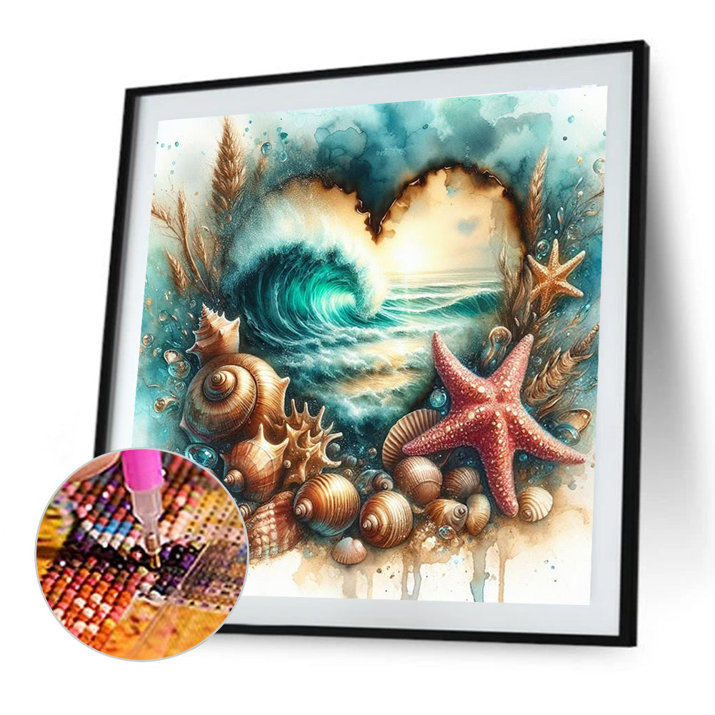 Starfish On The Seaside - Full Round Drill Diamond Painting 30*30CM