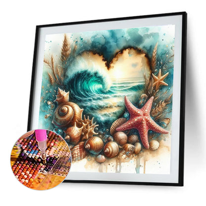 Starfish On The Seaside - Full Round Drill Diamond Painting 30*30CM