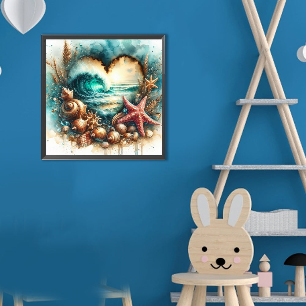 Starfish On The Seaside - Full Round Drill Diamond Painting 30*30CM