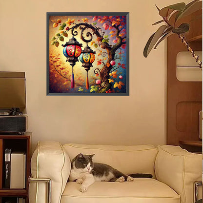 Red Lantern On The Tree - Full Square Drill Diamond Painting 30*30CM