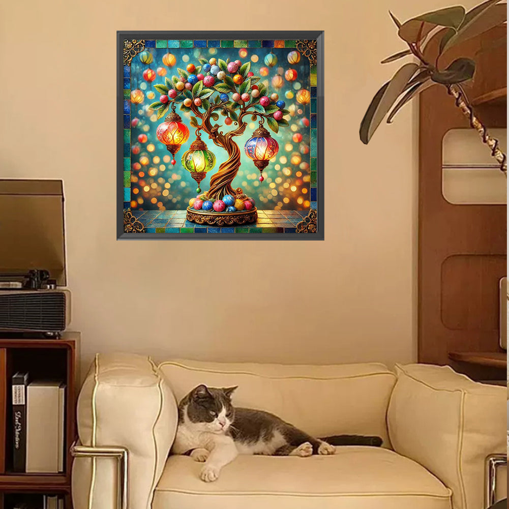 Lantern Tree - Full Square Drill Diamond Painting 30*30CM