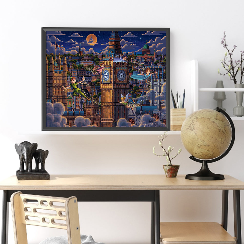 Big Ben And Cartoon Characters - Full Round Drill Diamond Painting 50*40CM