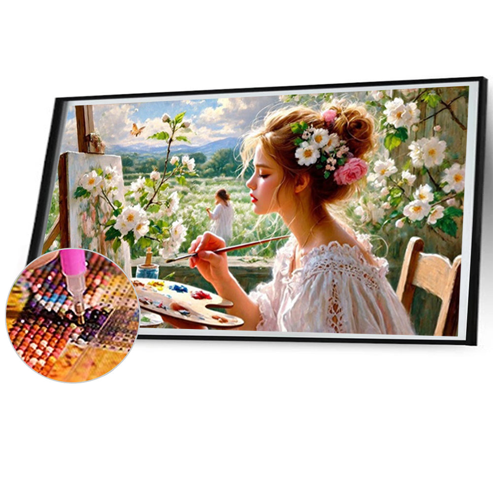 Woman Painting By The Window - Full Square Drill Diamond Painting 70*40CM