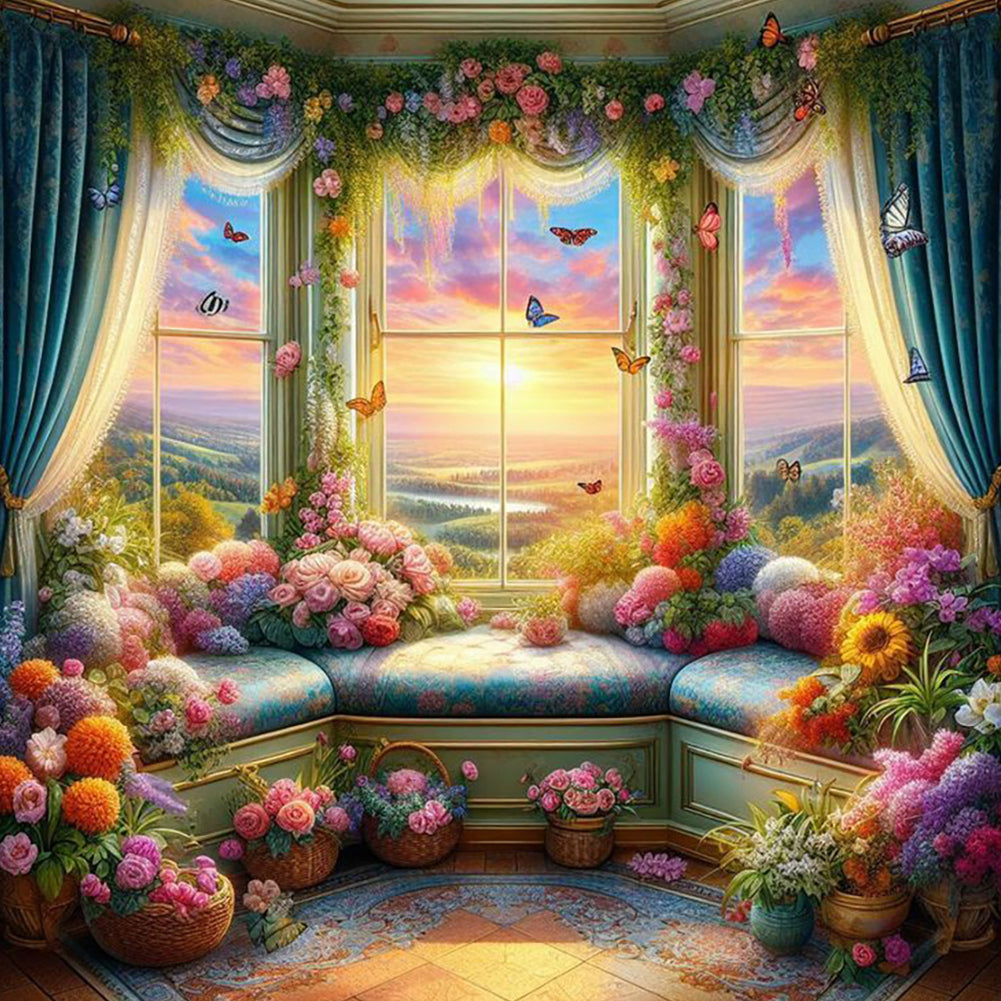Window View - Full Round Drill Diamond Painting 40*40CM