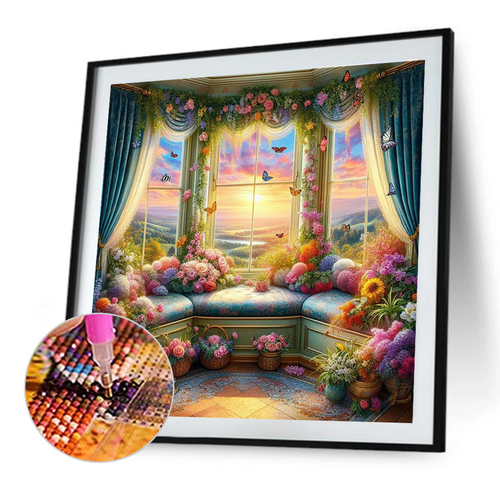 Window View - Full Round Drill Diamond Painting 40*40CM