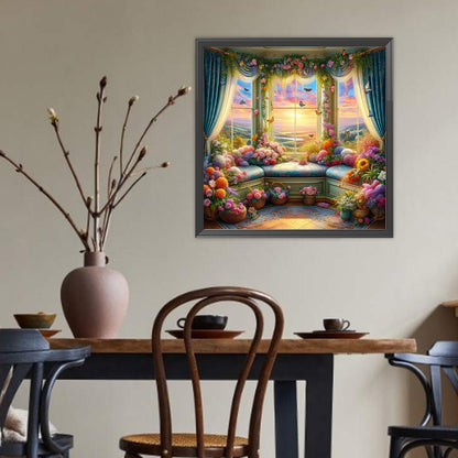 Window View - Full Round Drill Diamond Painting 40*40CM
