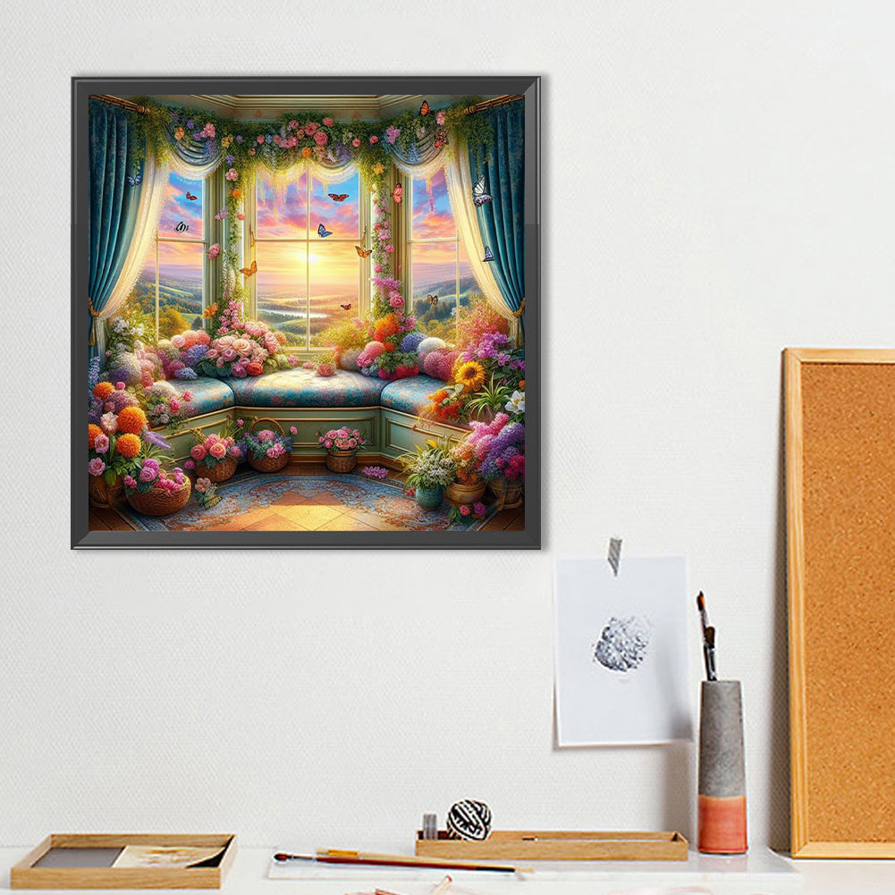 Window View - Full Round Drill Diamond Painting 40*40CM