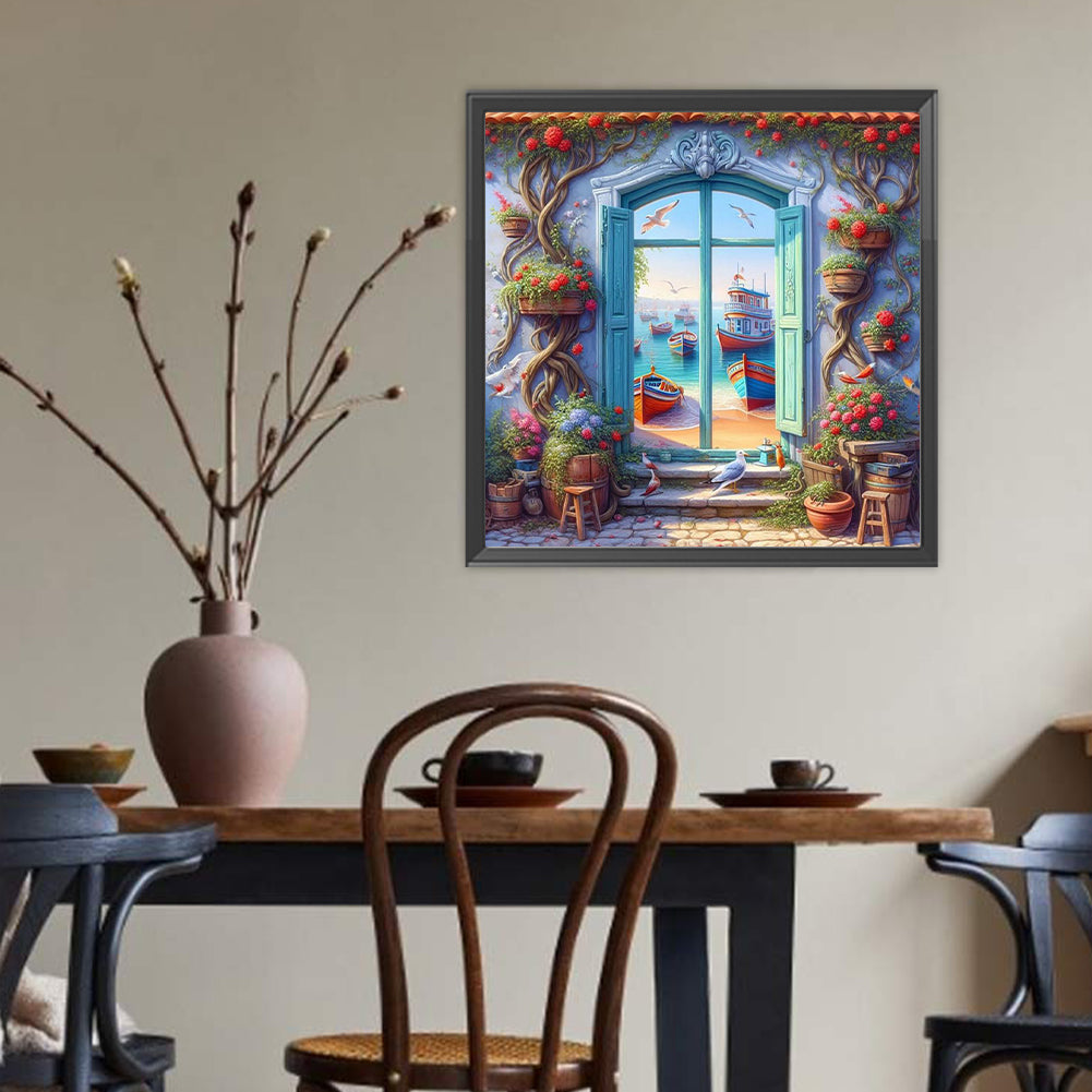 Window View - Full Round Drill Diamond Painting 40*40CM