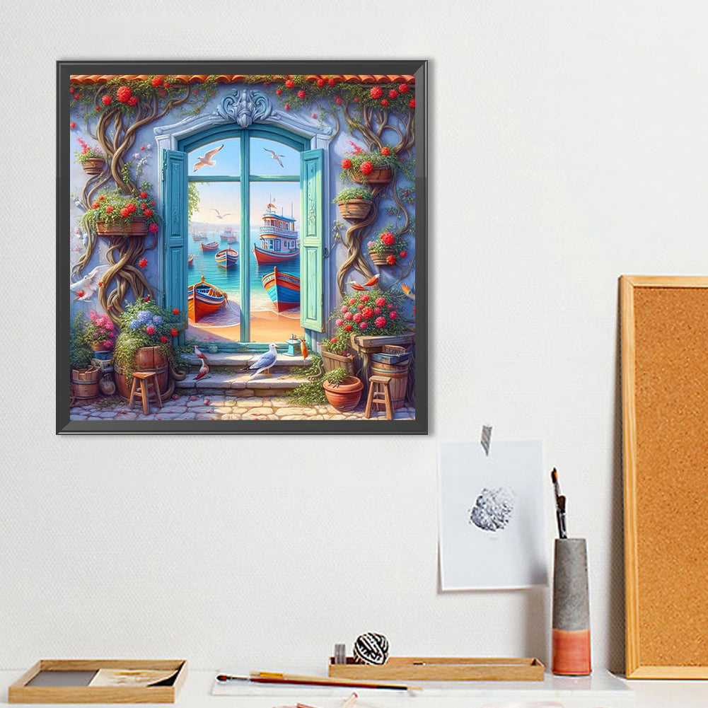 Window View - Full Round Drill Diamond Painting 40*40CM