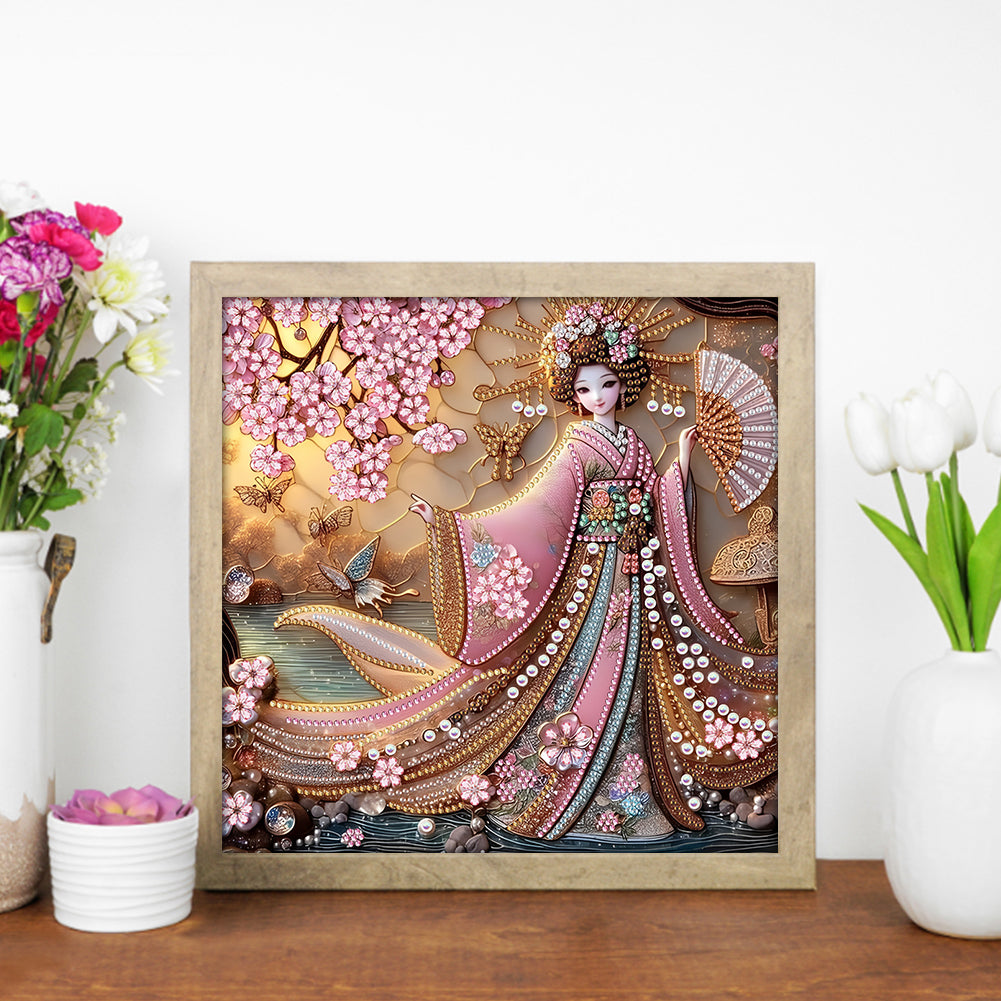 Japanese Geisha Beauty - Special Shaped Drill Diamond Painting 30*30CM