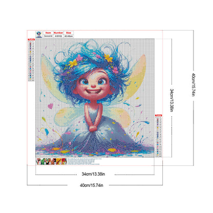 Blue-Haired Elf Girl - Full Round Drill Diamond Painting 40*40CM