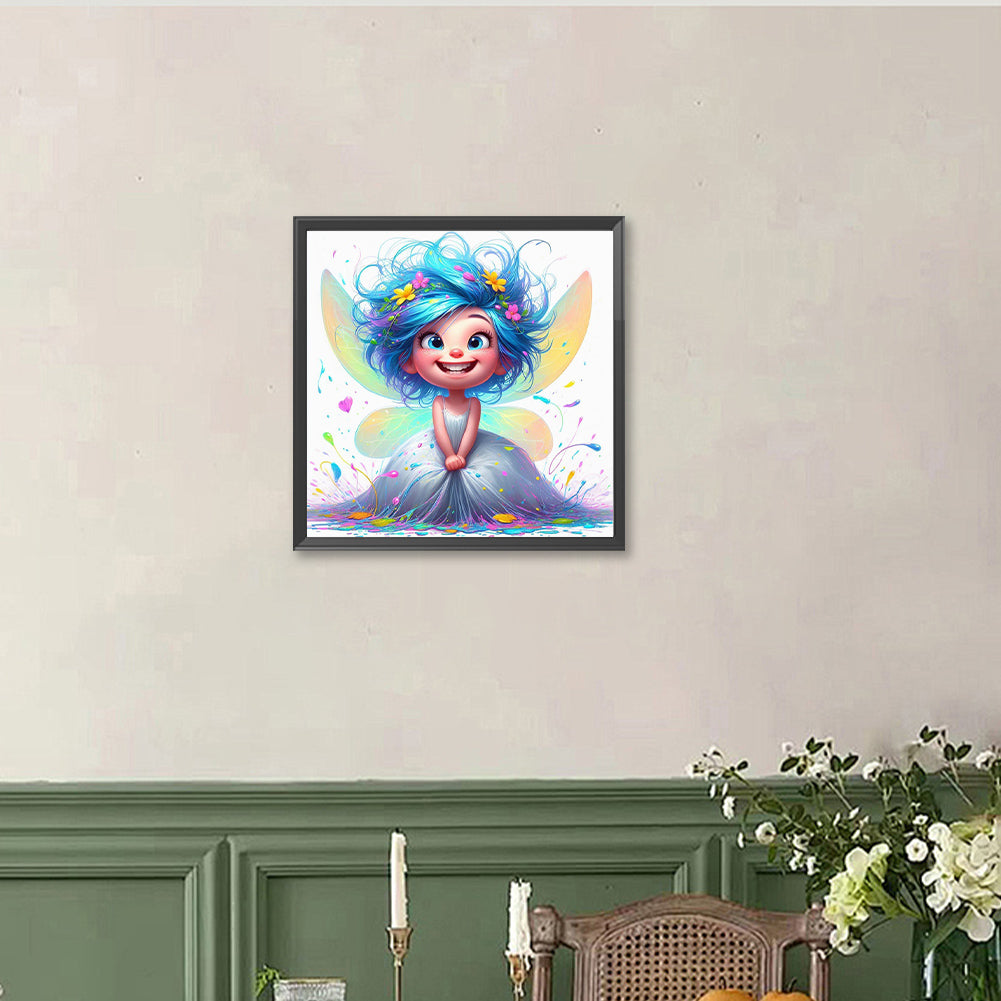Blue-Haired Elf Girl - Full Round Drill Diamond Painting 40*40CM