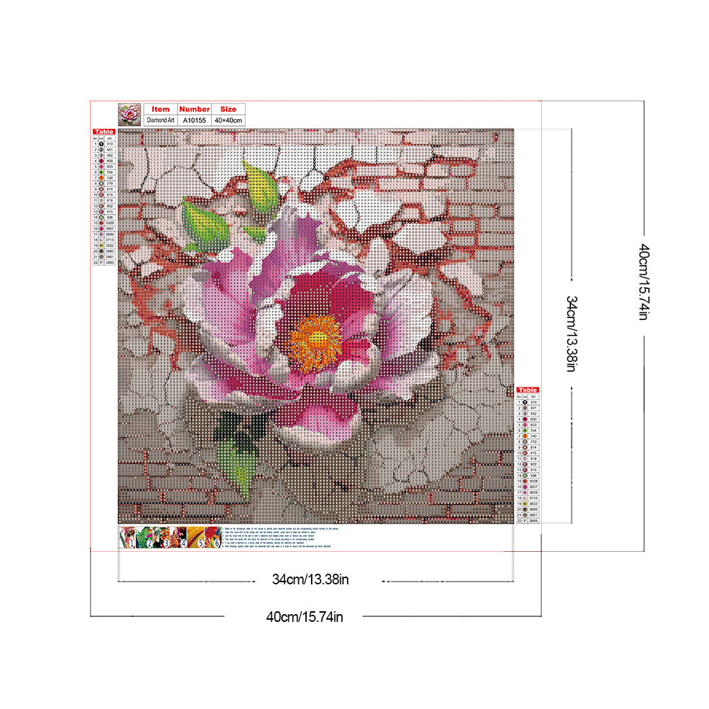 Wall Peony - Full Round Drill Diamond Painting 40*40CM