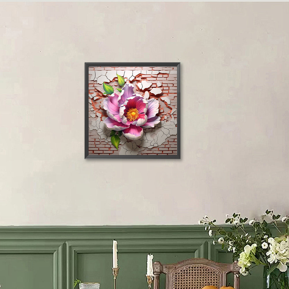 Wall Peony - Full Round Drill Diamond Painting 40*40CM