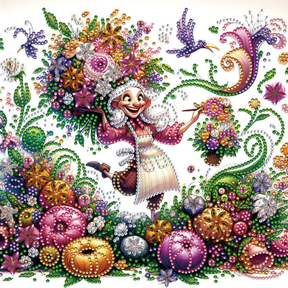 Optimistic Old Lady - Special Shaped Drill Diamond Painting 30*30CM