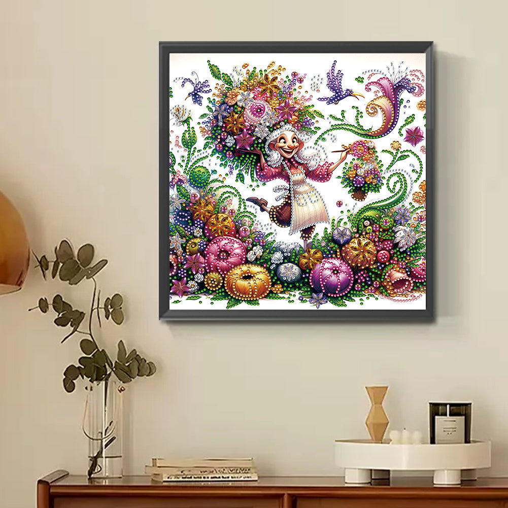 Optimistic Old Lady - Special Shaped Drill Diamond Painting 30*30CM