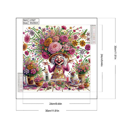 Optimistic Old Lady - Special Shaped Drill Diamond Painting 30*30CM