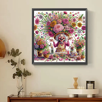 Optimistic Old Lady - Special Shaped Drill Diamond Painting 30*30CM