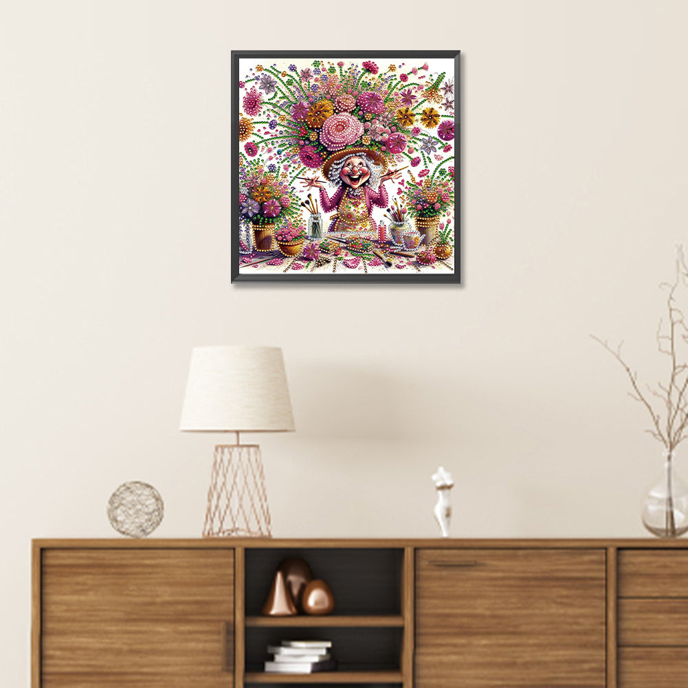 Optimistic Old Lady - Special Shaped Drill Diamond Painting 30*30CM