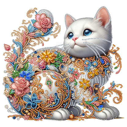 White Cat - Special Shaped Drill Diamond Painting 30*30CM