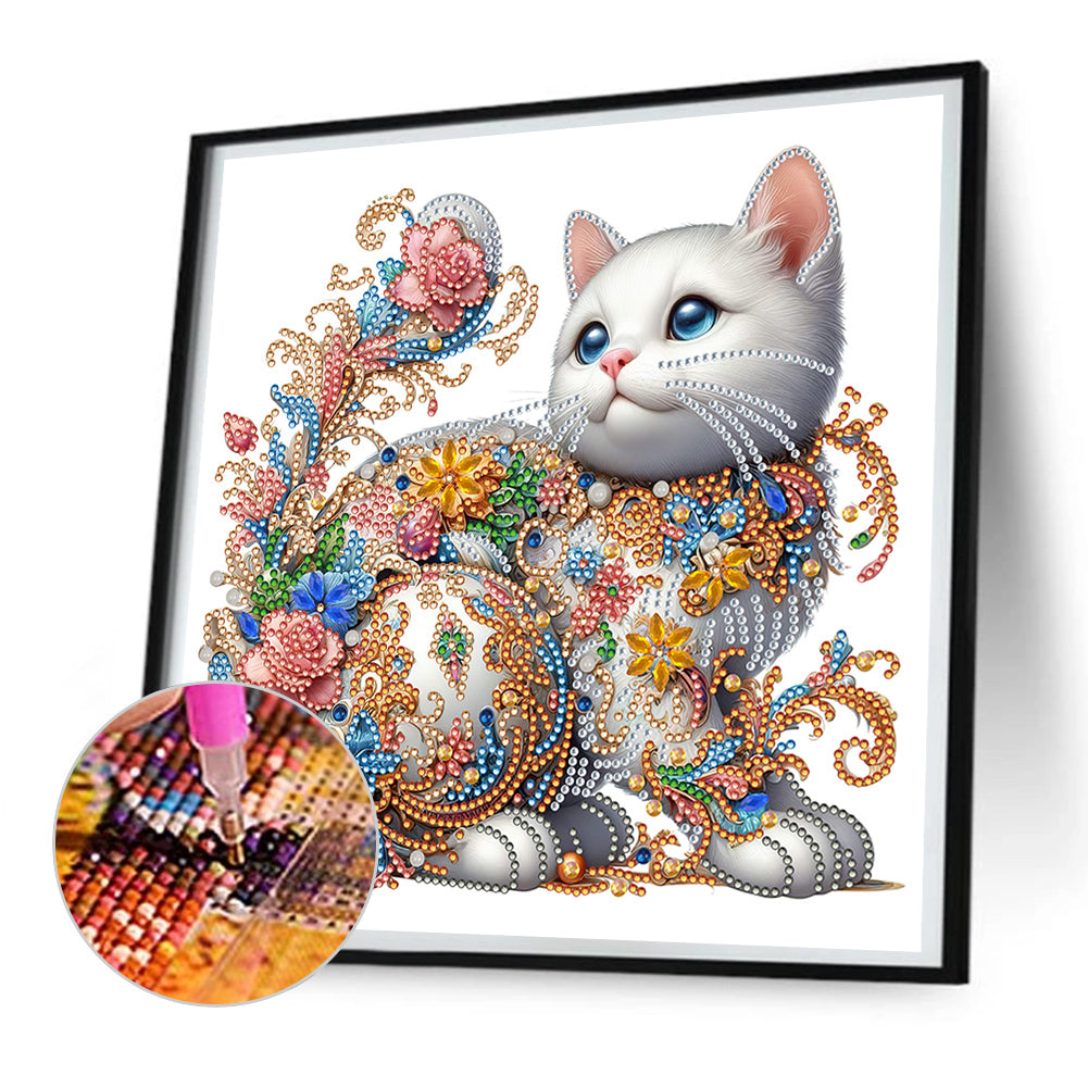 White Cat - Special Shaped Drill Diamond Painting 30*30CM